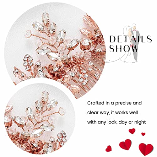 Image of Evild Wedding Hair Clips Rose Rhinestone Bridal Headpiece Prom Hair Accessories for Women