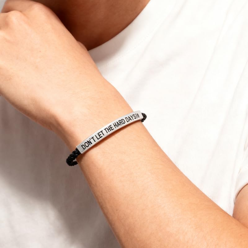 Dont Let The Hard Days Win Motivational Bracelet for Women, Adjustable Hand Bradied Wrap Stainless Steel Tube Engraved Bracelet, Inspirational Jewelry Gifts for Women and Men - Image 2