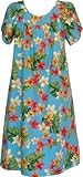 RJC Women's Yellow Plumeria Muumuu Dress, Blue, M