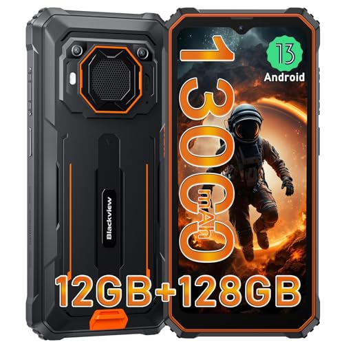 Blackview BV6200Pro Rugged Smartphone 2023, 13,000mAh 18W Fast Charge,12GB RAM+128GB ROM/1TB Extention, Android 13, 6.6" HD+120Hz, 3W Speaker, 13MP Camera, 4G Dual SIM Rugged Mobile Phone,Face Unlock