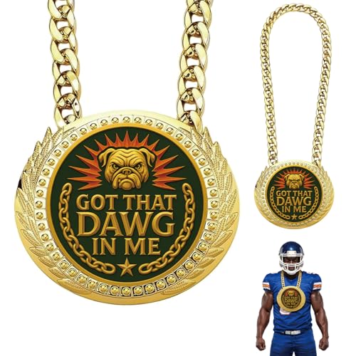 Bambluby Got that Dawg in Me Turnover Chain Medal 6 Large Sports Award Necklace for Football MVPs Team Competitions Game Day Prizes & Party Favors