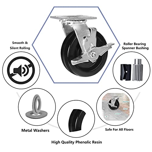 Syration PHN 6 Inchx2 Inch Phenolic Wheel Top Plate Swivel Caster thumb #2