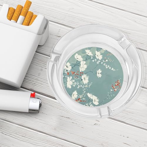 Cendrier sans fumée fleurs cyan clair haut de gamme en verre décoratif