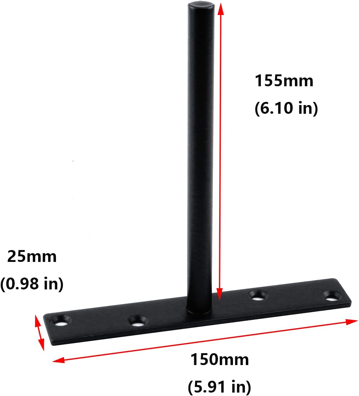 Antrader 4PCS Black Floating Shelf Brackets Blind Hidden Bracket Shelf Support Steel Wall DIY Heavy Duty Screws and Wall Plugs Included, Rod Length 6.1″