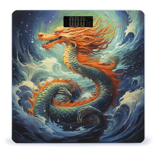 Balanza Digital de Baño con Diseño de Dragón y Pantalla LCD miniatura 1