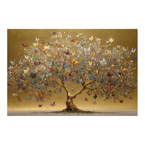 Impression sur toile Arbre de vie ZAMAEIU nature marron 60x90cm sans cadre pour salon