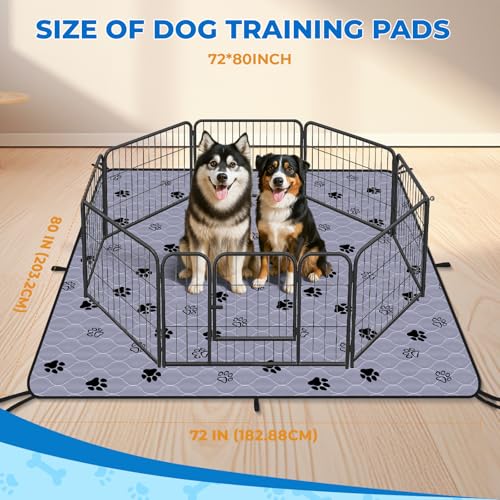Image of Fostanfly Washable Dog Pee Pads Extra Large 72''x80'' Instant Absorb Training Pads, Non-Slip Pet Playpen Mat Waterproof Reusable Floor Mat for Puppy /Senior Dog, Housebreaking & Incontinence