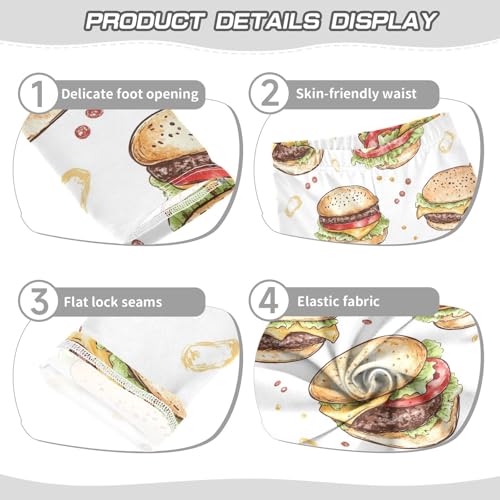 Hand Drawn Burger Girls Leggings,Workout Leggings for Girls Toddler Athletic Legging Size for 3-10T3