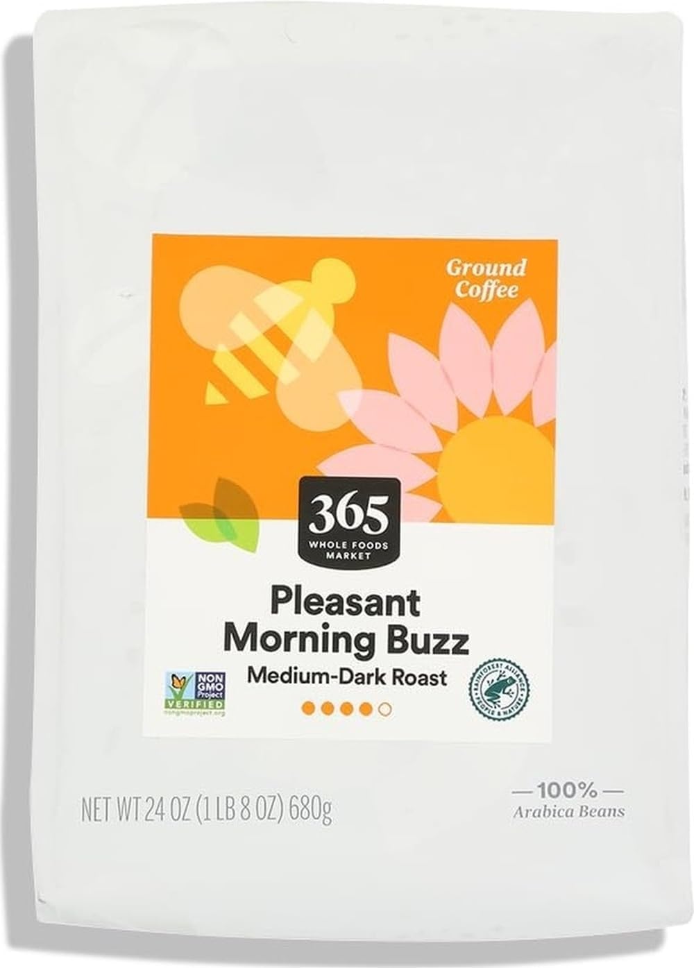 365 by Whole Foods Market, Pleasant Morning Buzz Ground Coffee, Medium-Dark Roast, 24 Ounce