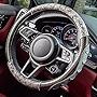 COLINOO Non-Slip Steering Wheel Cover car Round Steering Wheel car Fashion Advanced Pattern Models Pu Leather Universal 15 inch Better Grip car Interior Accessories (White)
