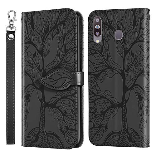 JayModHülle Handyhülle für Samsung Galaxy A8S, PU Leder Flip Kartenfach Geldbörse Magnetverschluss Standfunktion Cover, Kompatibel mit Samsung Galaxy A8S - Schwarz