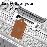 3 Emballer les étiquettes de bagages,Anyos Prime PU Étiquettes de bagages de voyage Valises Bagages Étiquettes avec nom ID Protection de la vie privée des cartes (brun clair)
