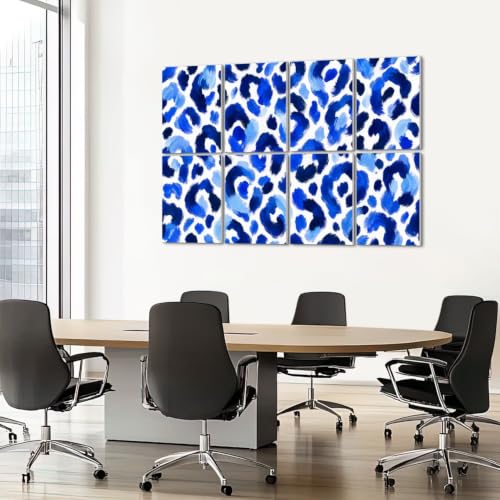 8 Pack Paneles Acústicos Art Decorativos con Estampado Leopardo Azul y Pinceladas Blancas 48"x32" Auto Adhesivos para Estudios de Grabación y Oficina miniatura 7