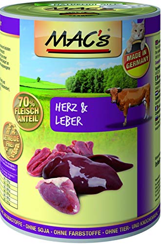Produktbild von MAC's Cat Fleischmenü Herz und Leber - 6 x 400 g