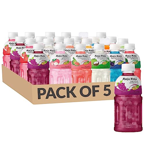 MOGU MOGU Real Fruit Juice with Nata De Coco 320ml | Random Flavours Selected (5 Bottles (Any Random))