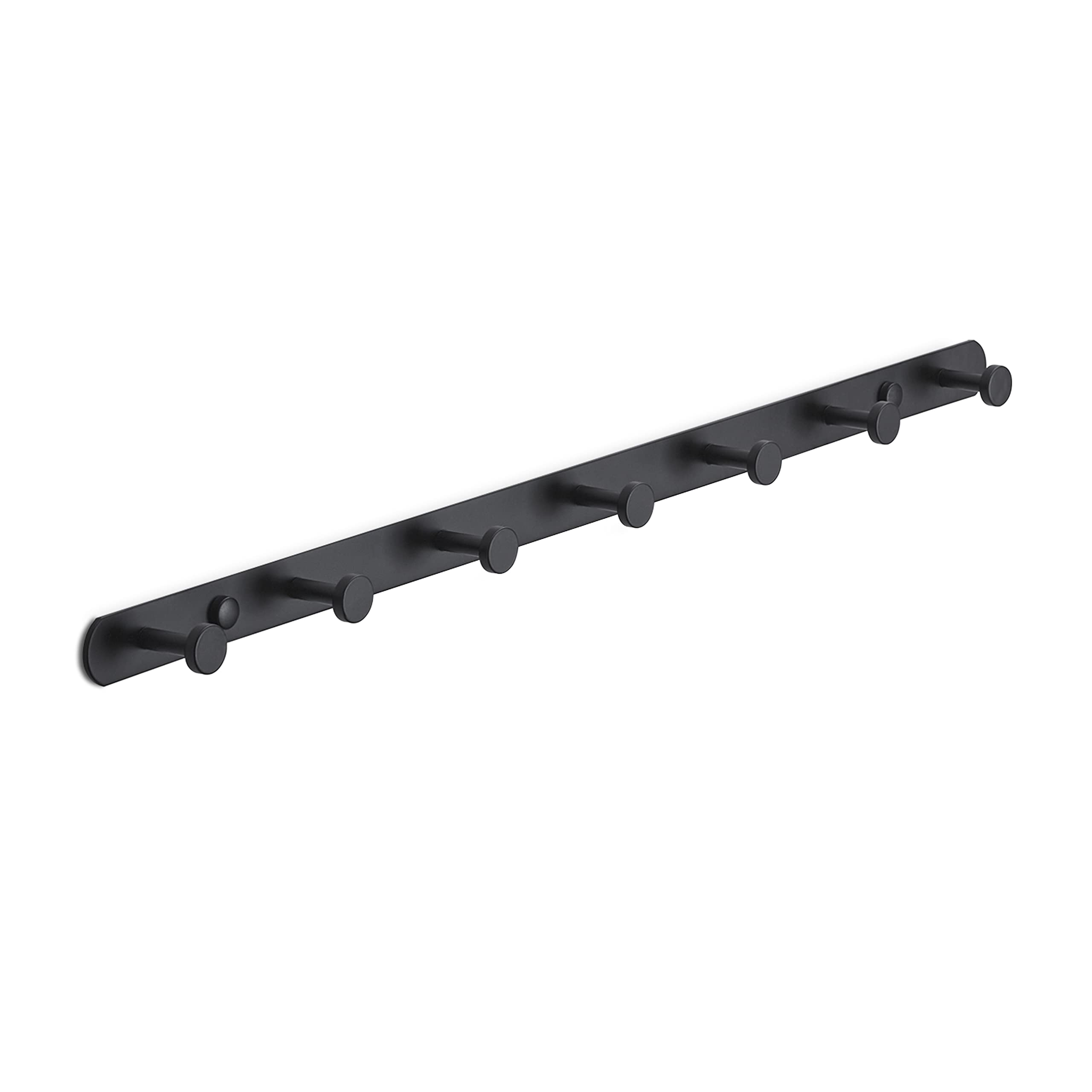 Brute Strength Black - Coat Stand - 7 Hooks - 54 Cm - Stainless Steel - Door Hook For Kitchen, Hook Rail Wall Coat Rack, Bathroom, Living Room And Hallway For Hats, Scarves, Handbags, Towel Hooks