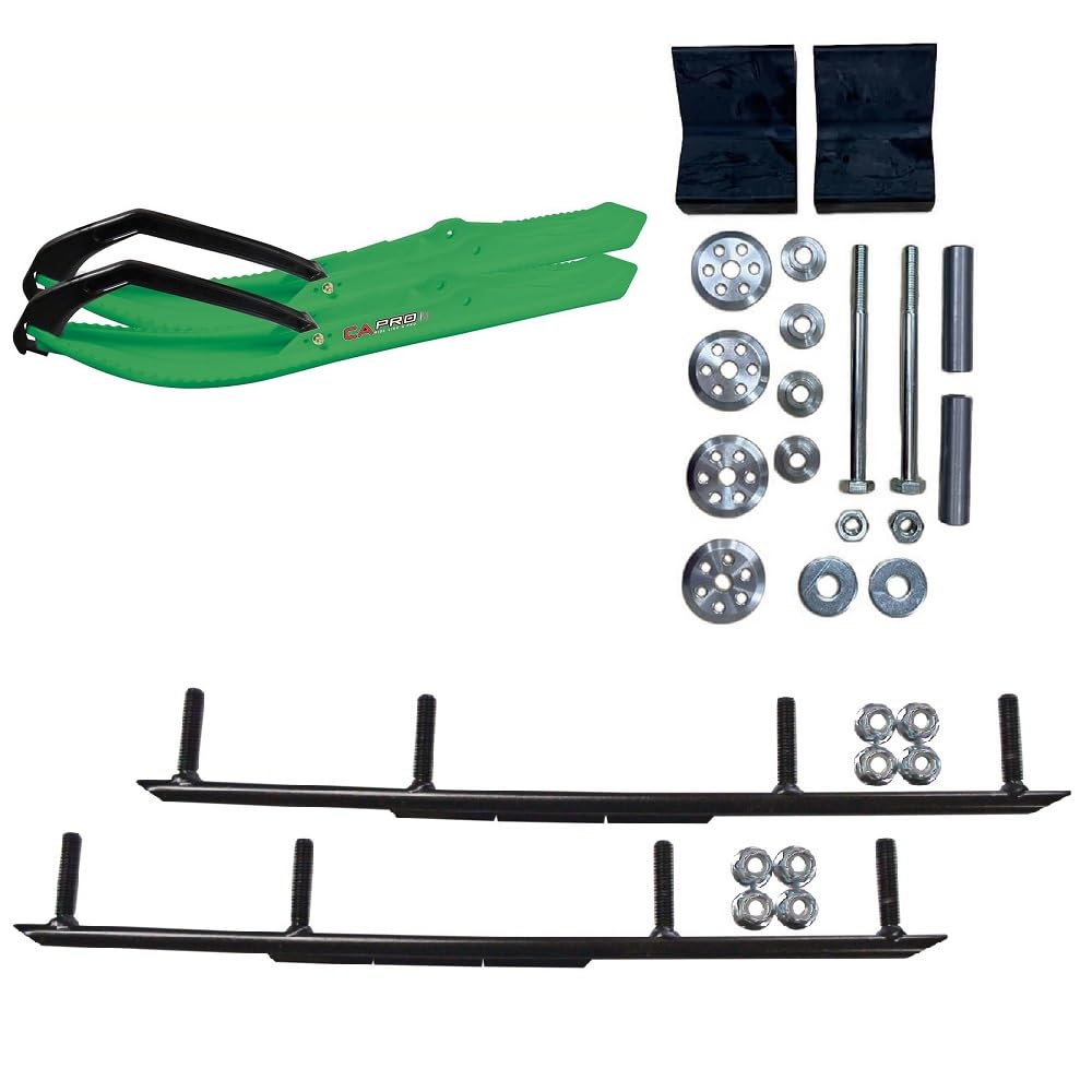 C&A Pro Green BX Snowmobile Skis w/ 4