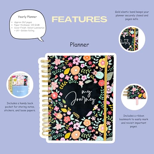 Image of Doodle Series Planner Kit | Planner Set Includes A5 Journal (22x17cm) 262 Pages | 120 GSM | Weekly Planner | Desk Calendar 2026 | Stickers Book | Bookmark (The Journey Edition, Doodle Series)