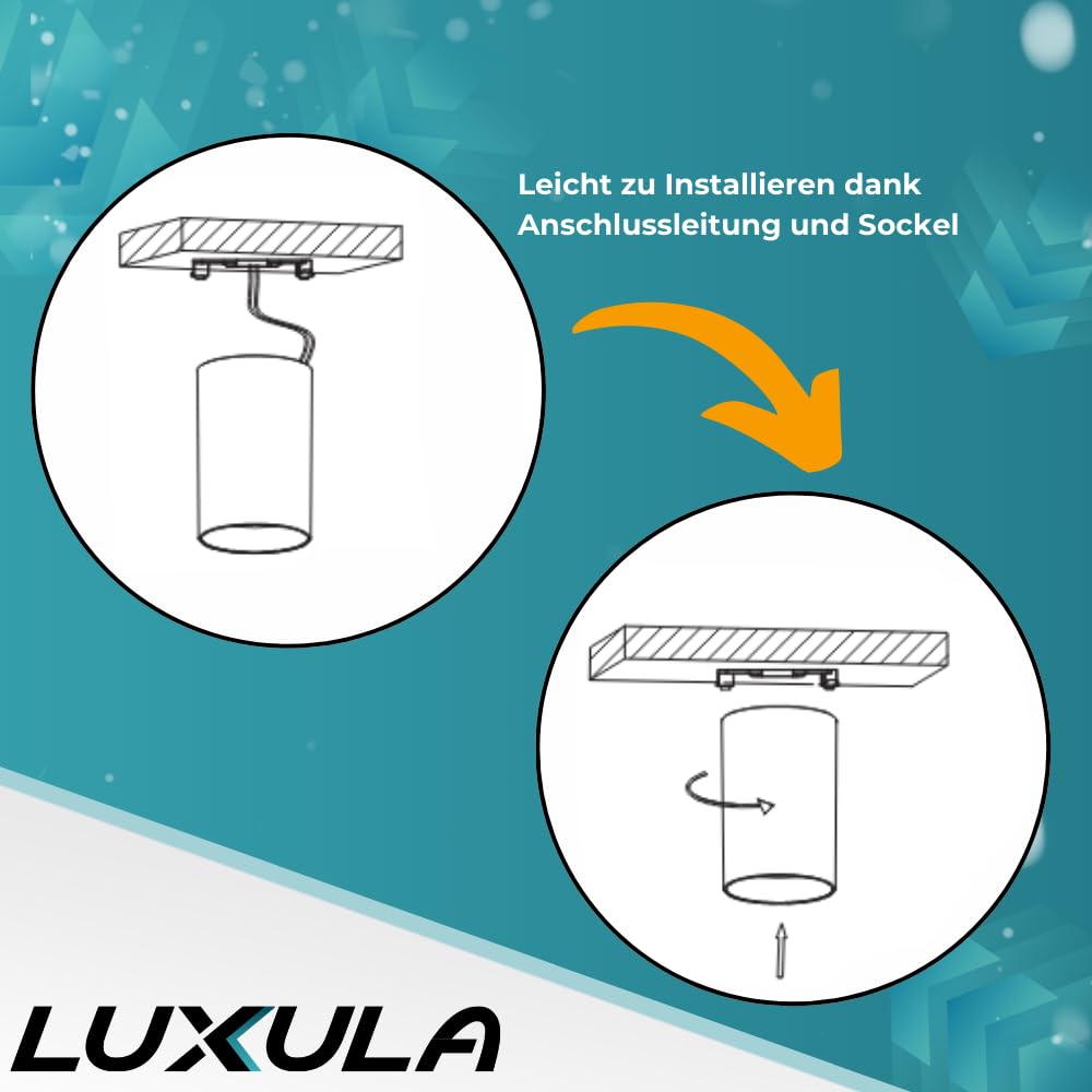 LUXULA 8er Set Aufbauspot Aufbaustrahler mit GU10 Fassung - 45° Schwenkbar - rund - schwarz - Kunststoff - Deckenspot Aufbauleuchte - 230V - ohne Leuchtmittel