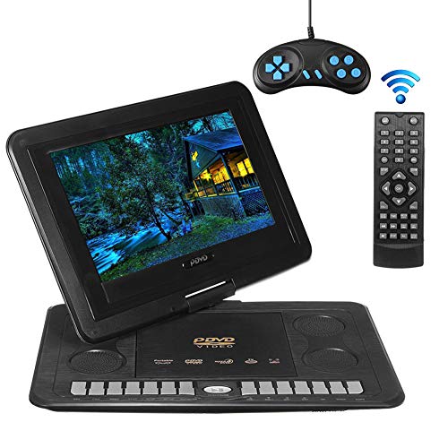 Tragbarer DVD-Player, 13,8-Zoll-HD-Fernseher Home Car DVD-Player 5 Stunden Wiederaufladbarer Akku Auto Multi Media Game Player,Schwarz