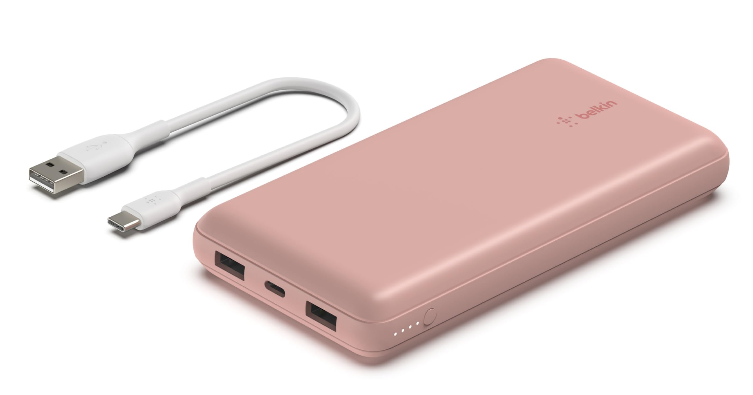 Belkin BPB012bt Mobile Battery, Large Capacity, 20,000 mAh, Compatible with iPhone & Android, 5 V3A, Up to 15W, Up to 40 Hours, 3 Devices Simultaneously Charged, 3 Ports (1 USB-C and 2 USB-A), Slim &