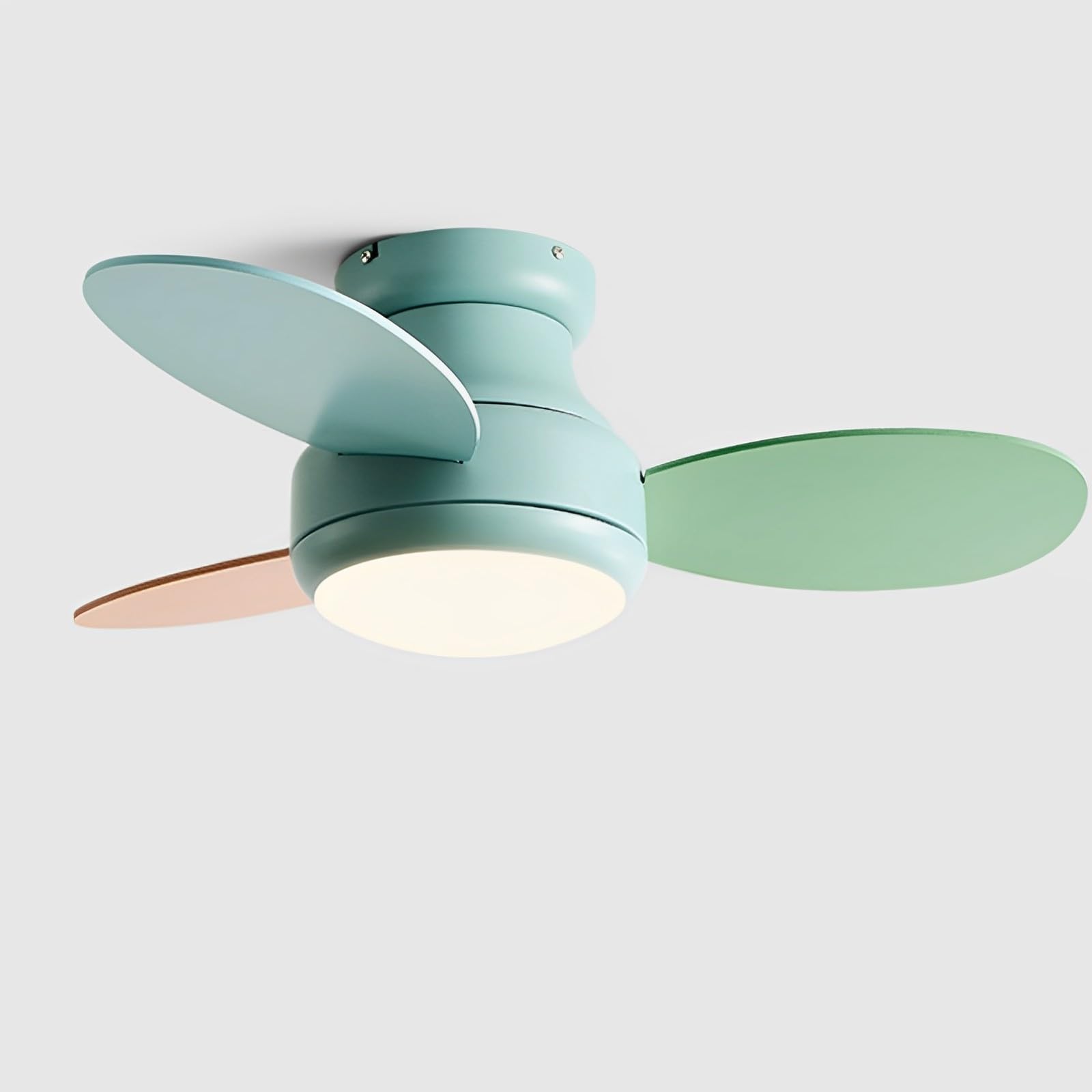 SXDMOUBK Creative Remote Ceiling Fan with Light Dining Room Study Modern 24W LED Lighting Kids Bedroom Mute 3 Plywood Blades, 6 Speed