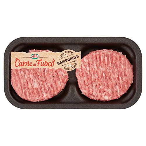 Semplice e veloce da cuocere AIA Carne al Fuoco Hamburger di Puro Suino, 200 gr