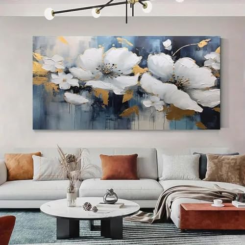 Affiche florale sur toile avec cadre intérieur pour mur vide de salon
