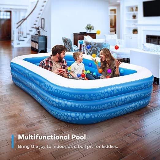 Inflatable Swimming Pool, Hesung 95" X 56"X 21" Full-Sized Family Kiddie Blow up Pool for Kids, Adults, Baby, Children, Thick Wear-Resistant Big Above Ground, Garden, Backyard Water Party for Age 3+
