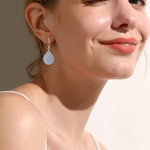 Miniatura 2 de GBAHFY Aretes bohemios de plata con forma de diente de león para mujeres, adolescentes y niñas, diseño de gota de agua, flor de plata, árbol