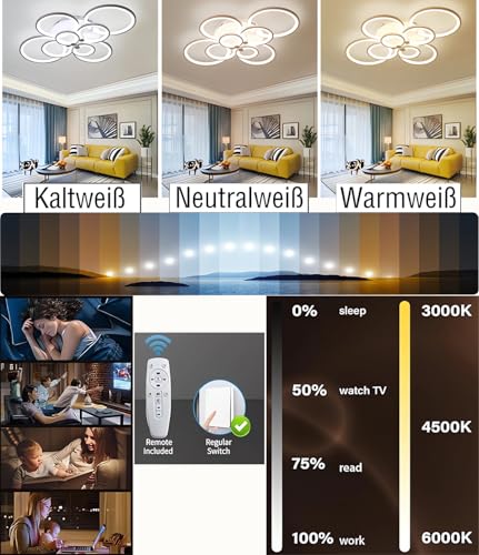 Plafonnier LED salon moderne télécommandé éclairage chambre cuisine - 5