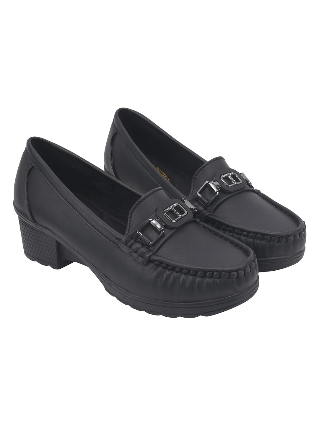 Women’s Chunky Platform Loafers – Black Slip-On Dress Shoes || Bow Charm, Round Toe, Non-Slip Sole, Fashion Casual Shoes-image-37
