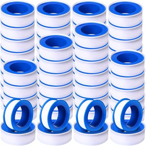 Image of Pushglossy 200 Rolls PTFE Tape 1 /2 x 520 Inches Plumbers Waterproof Sealant Plumbing Tape for Shower Head Repairing Water Pipe Sealing (White)