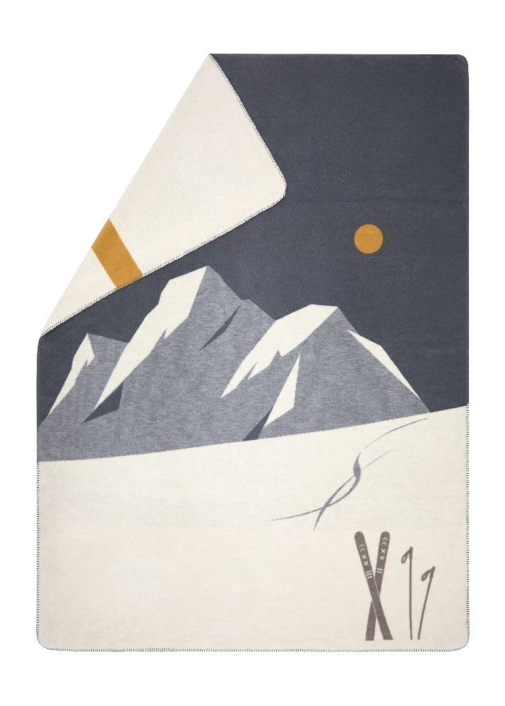 David Fussenegger Kuscheldecke Ski&Spuren 150x200cm Flauschige Sofadecke aus Recycling-Baumwolle nachhaltig produziert ÖkoTex100 GRS Made in Austria Farbe Grau
