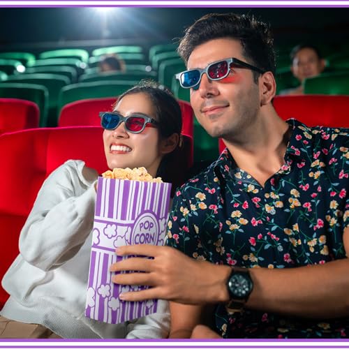 Image of Leinuosen 500 Pcs Paper Popcorn Bags Bulk 2 oz Large Flat Bottom Boxes Disposable Container Sleeve Movie Night Popcorn Bucket for Retro Movie Themed Party Carnival Supplies (Purple)