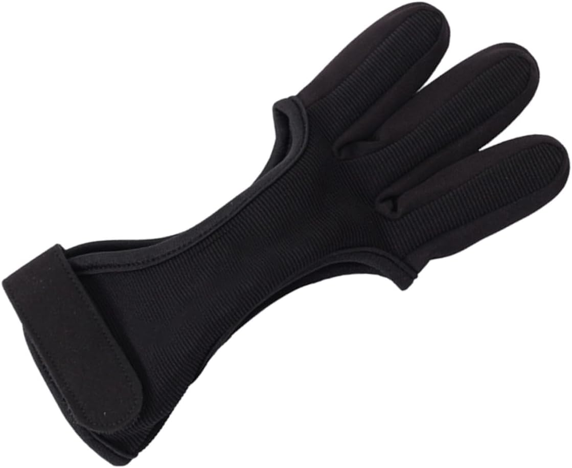 Toddmomy 1pc Black Three Finger Archery Glove Cowhide Protective Cover for Bow and Sports Accessory Comfortable and Finger Guards