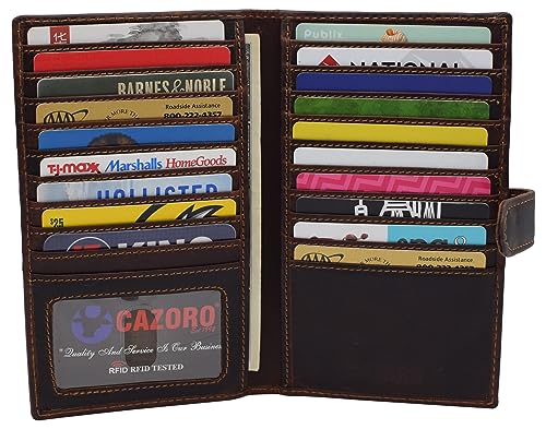 Marshal Bifold Leather RFID Blocking Wallet For Men & Women | Genuine Leather Holder With 19 Slots, 2 Bill Compartments & ID Window For Credit/Debit Cards, Money, Driver’s License (RHU Vintage Brown)3