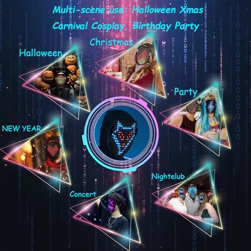 Jdbmaoye Led Mask,Lighted Up Mask With Gesture Sensing Transforming,Led Lighted Face For Halloween,Costume Cosplay Party Masquerade thumb #5