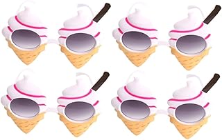 4 Pçs Óculos De Sol Coração Óculos De Sol Infantil Óculos De Sol Baile De Formatura Óculos Engraçados Óculos De Sol Com Tema Hawaii Óculos Para Festa Óculos Sorvete Óculos Cosplay