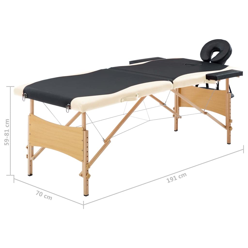 Massageliege Klappbar 2-Zonen mit Holzgestell Schwarz und Beige,Gesundheit & Schönheit,Körperpflege,Massage & Entspannung,Massagetische,Schwarz,16.15 kg-110205