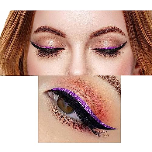 Delineador adhesivo con brillo multicolor 5 pares color púrpura miniatura 4
