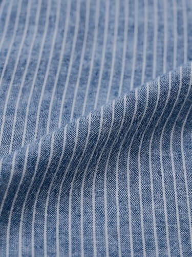 Image of The Souled Store Cotton Linen Shirt: Women and Girls Drop-Shoulder Sleeves Spread Collar Stripes Lightweight Casual Oversized Shirt