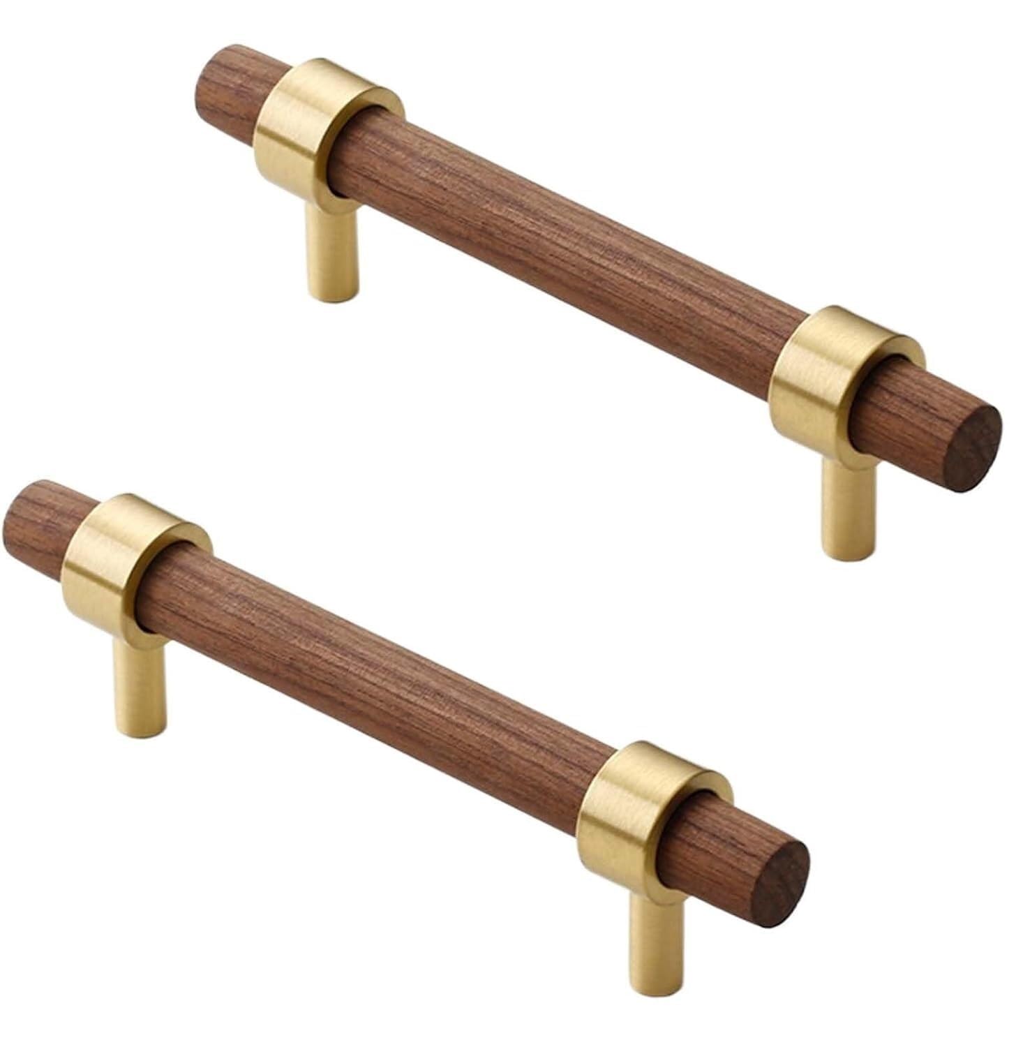 ERERE Wooden Cabinet Drawer Pulls,Furniture Handles for Kitchen Cupboard(Walnut,Hole Center 192mm)
