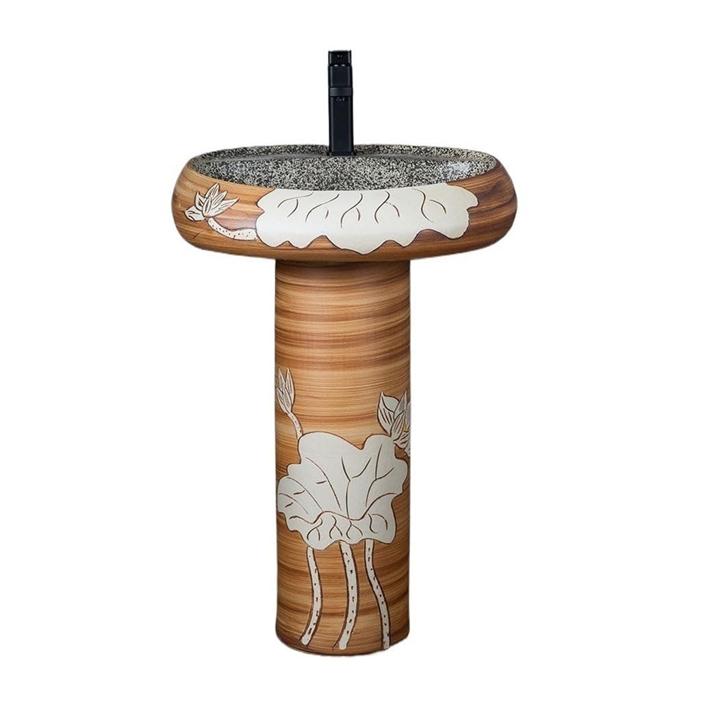Aertsdfgt A Vessel Sink Household Ceramic Pedestal Basin Rt Outdoor Floor-Standing Wash Balcony Vertical