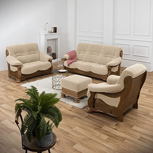 58 aufm Kessel Sessel Katlin Bezug Flockstoff Eiche rustikal P43 / Sand...