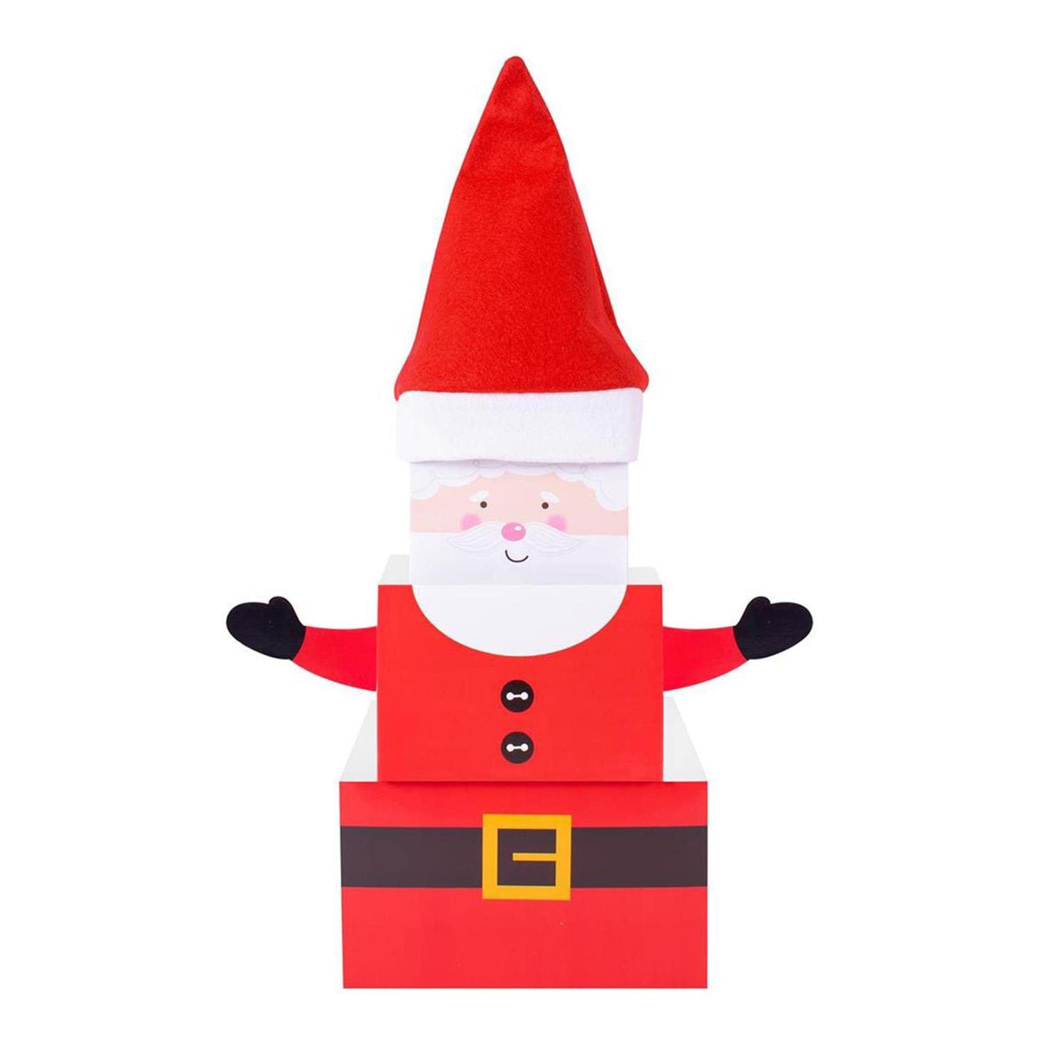 Yöl Santa Pack Of 3 Stackable Nesting Christmas Eve Gift Present Boxes With Hat Elf Kids Cute Fun