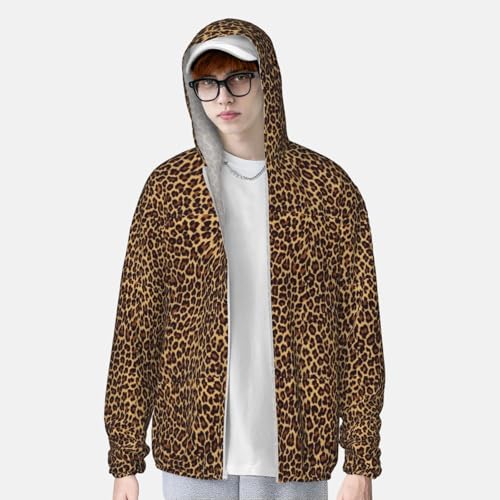 Men's Sun Hoodie Fishing Sun Shirts Leopard Patterned Wallpaper Print Uv Hoodie Jacket4