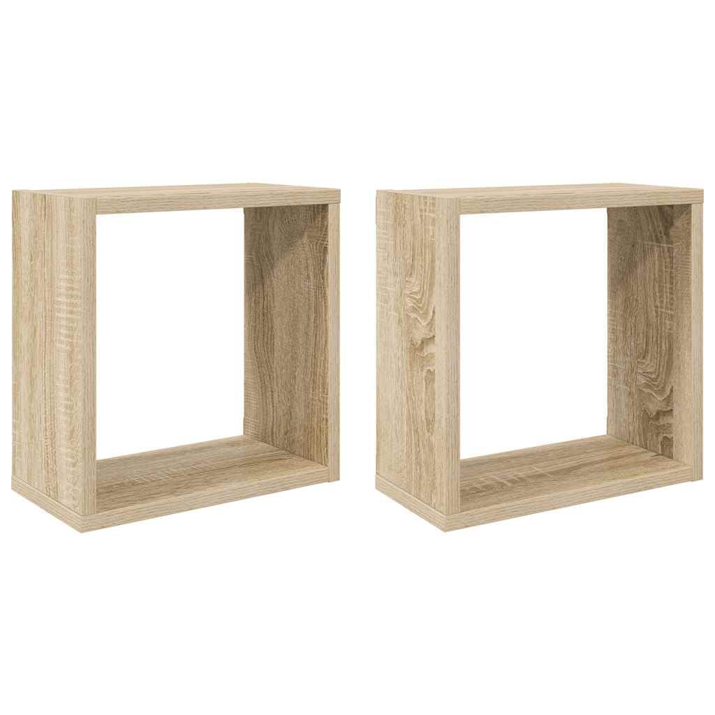 Étagère cube murale en bois d'ingénierie robuste lot de 2 cubes
