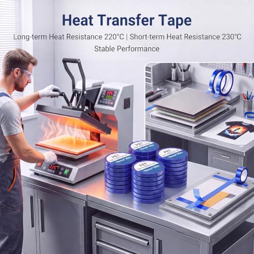 Image of 20 Rolls Heat Sublimation Tape Transfer Tape Bulk 10mm x 30m (98ft) | No Residue Easy to Tear Heat Resistant Tape for Sublimation Press Electronic Soldering Insulation