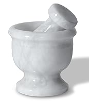 Vista 1 de Juego de mini mortero y maja - Molinillo de piedra de mármol de 2.5 pulgadas con cuenco pulido y base antideslizante Trituradora de especias